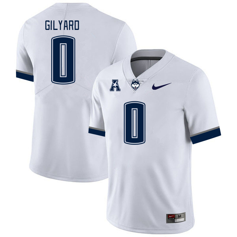 Men #0 Eriq Gilyard Connecticut Huskies College Football Jerseys Stitched Sale-White - Click Image to Close